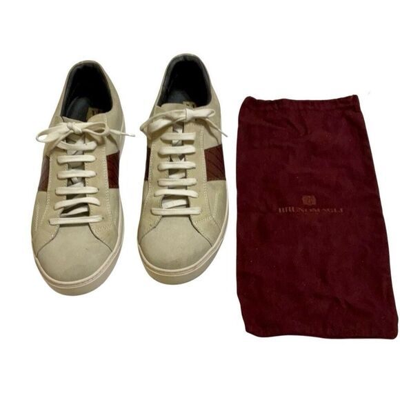 Bruno Magli Justice Men’s Suede Sneakers, Size 13, Tan and Brown Croc with Shoeb - Picture 2 of 16